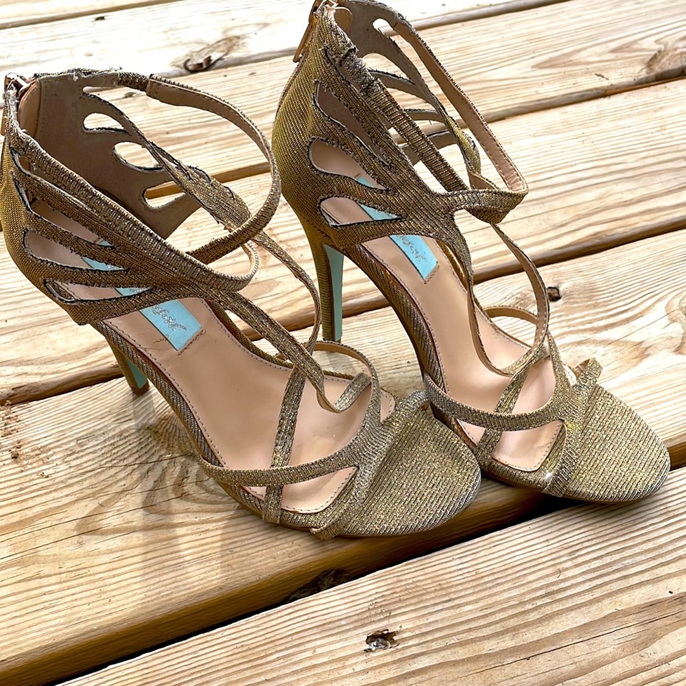 Betsey Johnson "Talia" Gold Dess Sandals Size 6